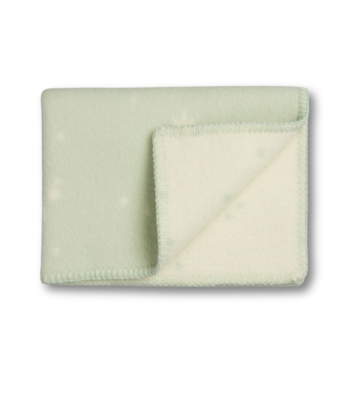 Couverture bébé Orion vert et ecru pliée