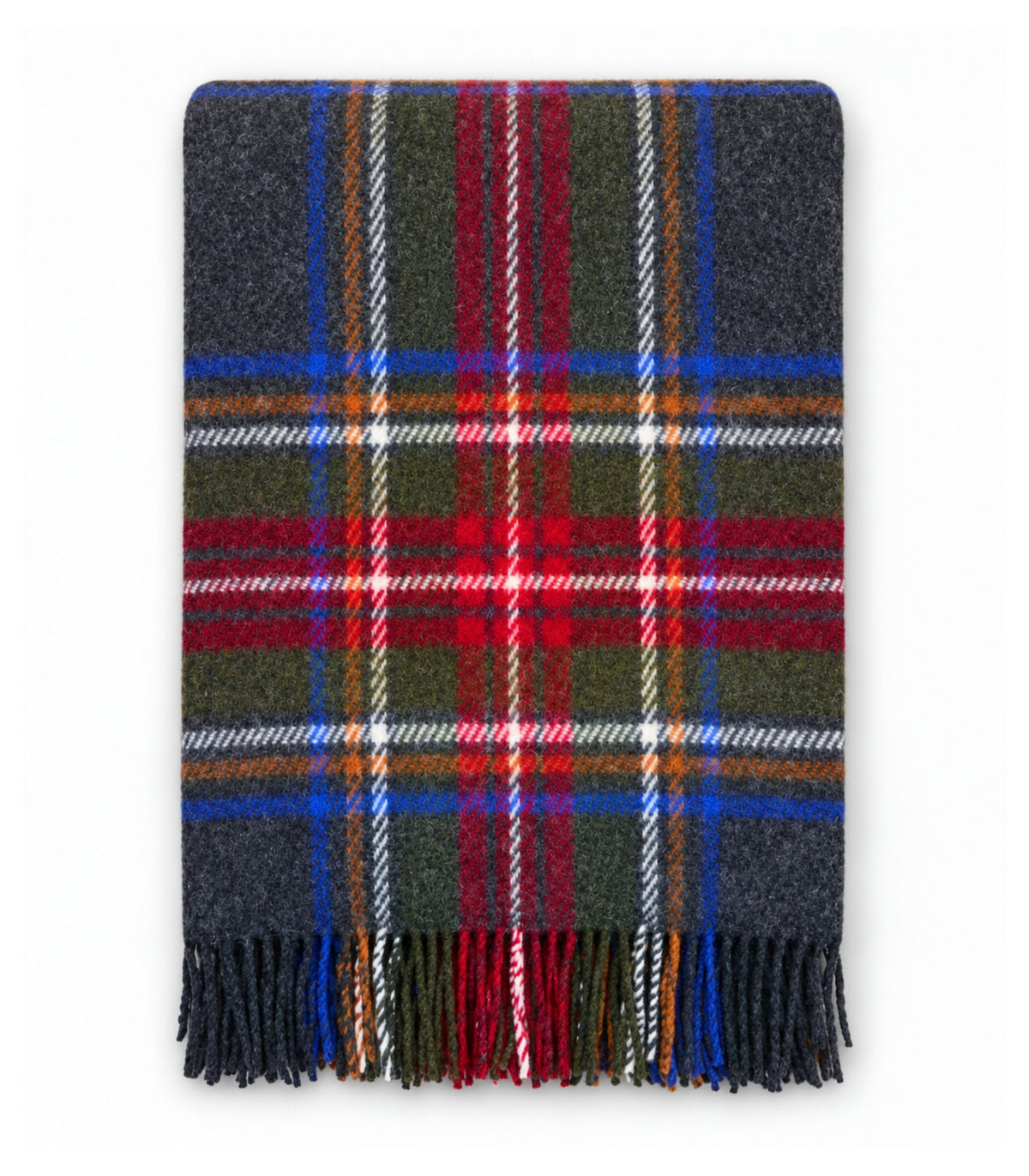 Plaid Pure Laine Ecossais Stewart Gris 136 X 180 cm