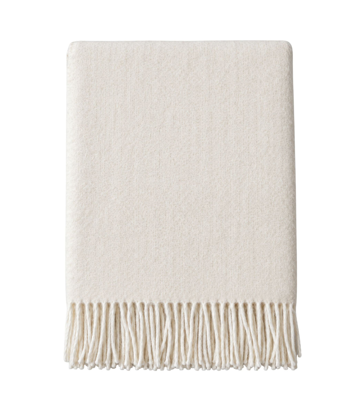 plaid laine blanc cassé présenté à plat