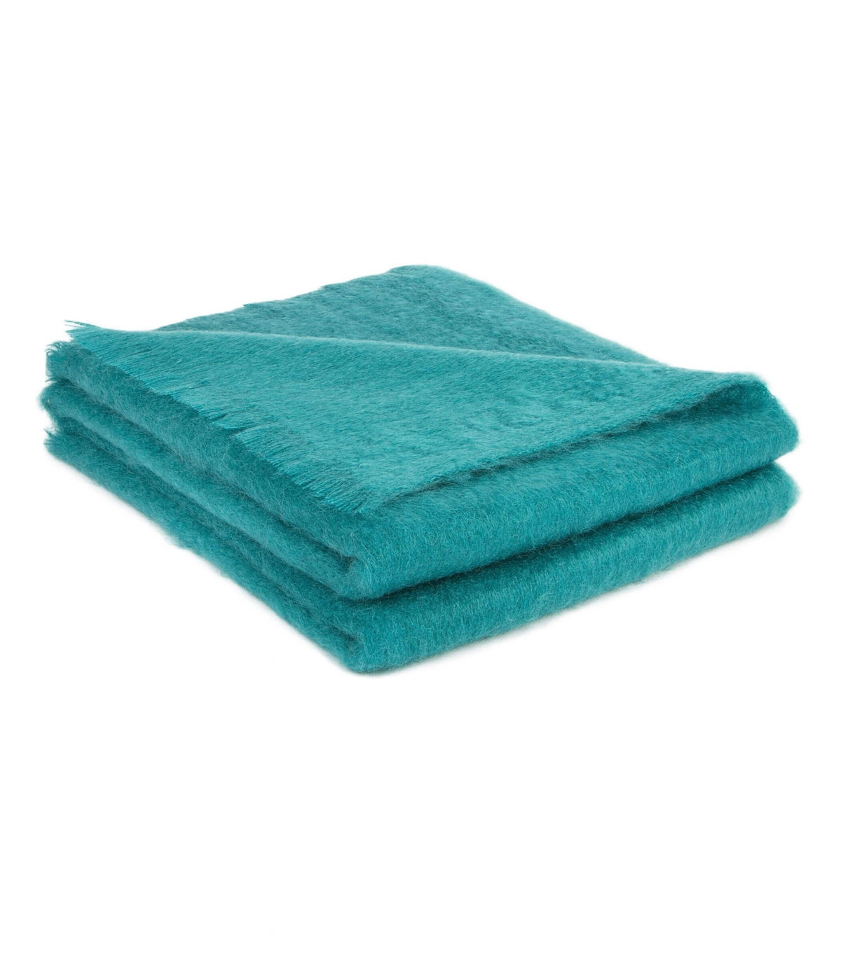 Plaid mohair bleu canard plié – grand format 140 x 180 cm