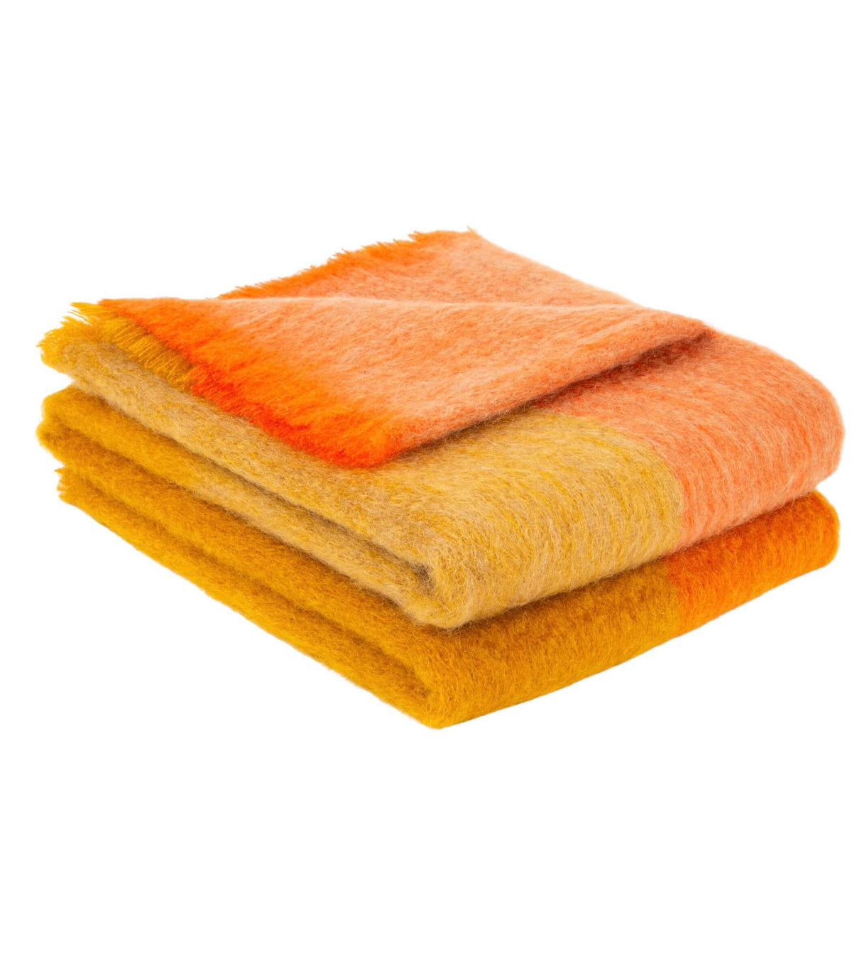 Plaid 100% mohair à grands carreaux orange et miel