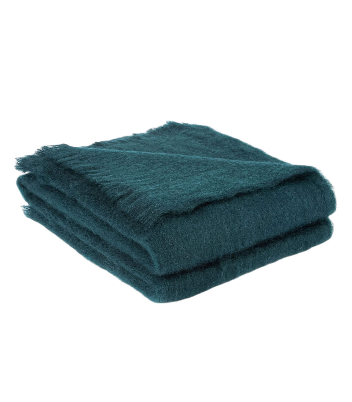 Grand plaid pétrole en mohair tissé en France