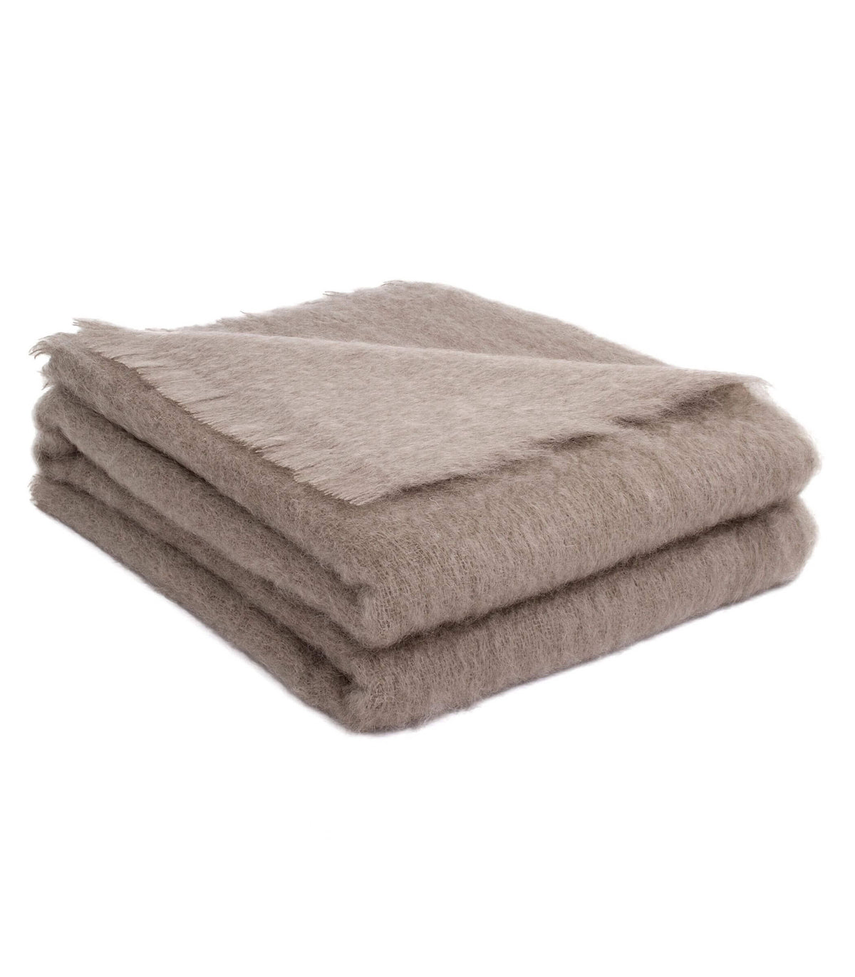 Plaid 100% mohair taupe plié – grand format 140 x 180 cm