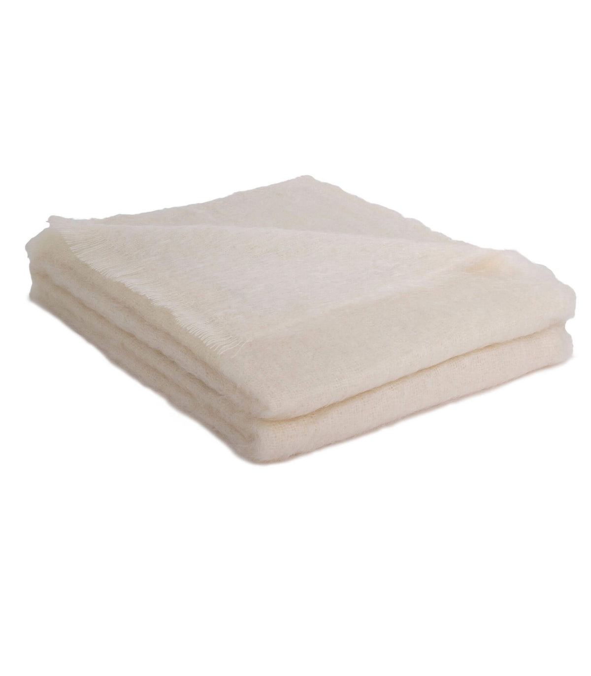 Plaid mohair blanc 100% mohair plié – fabrication française