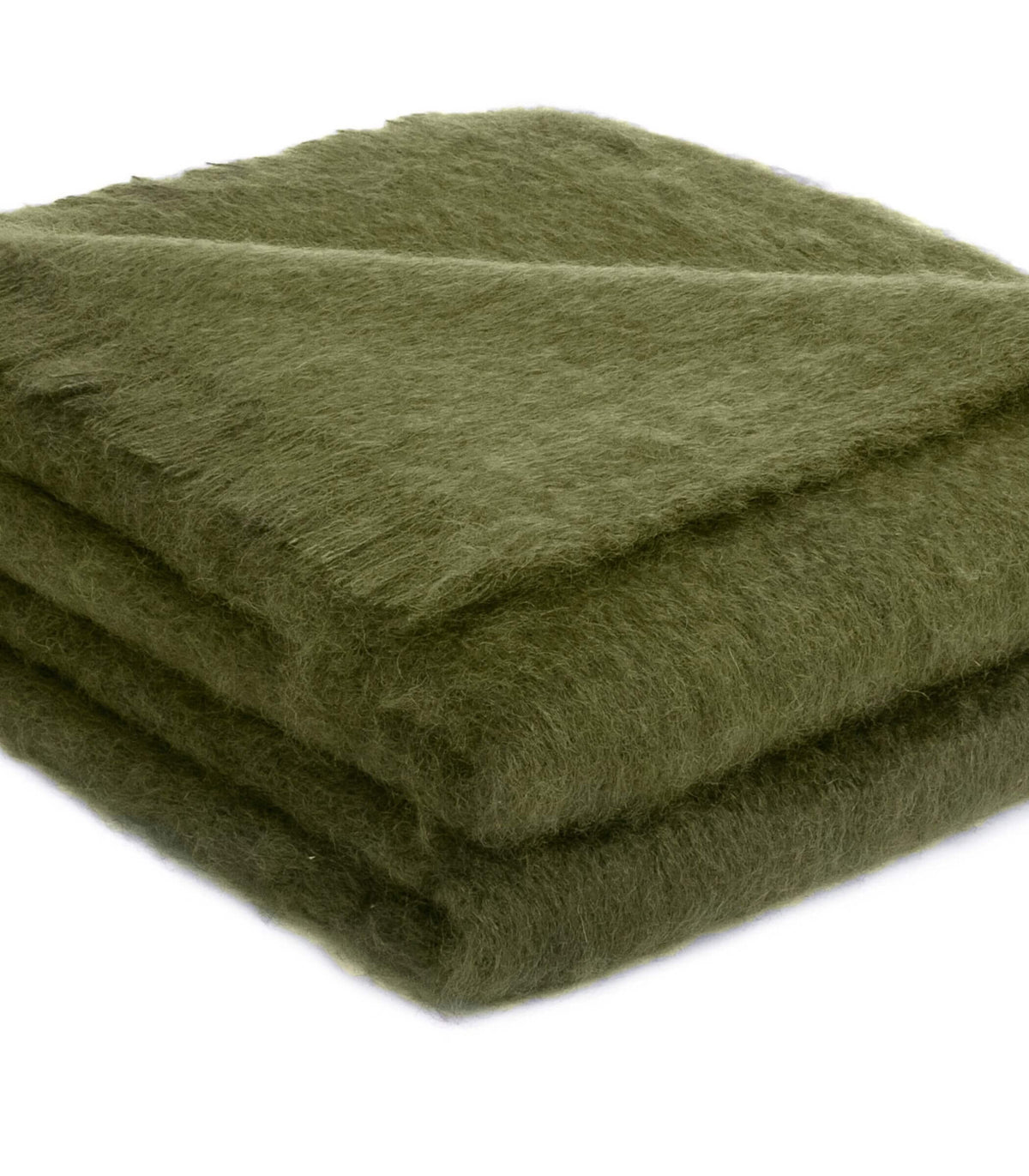 Texture douce et vaporeuse du mohair vert kaki
