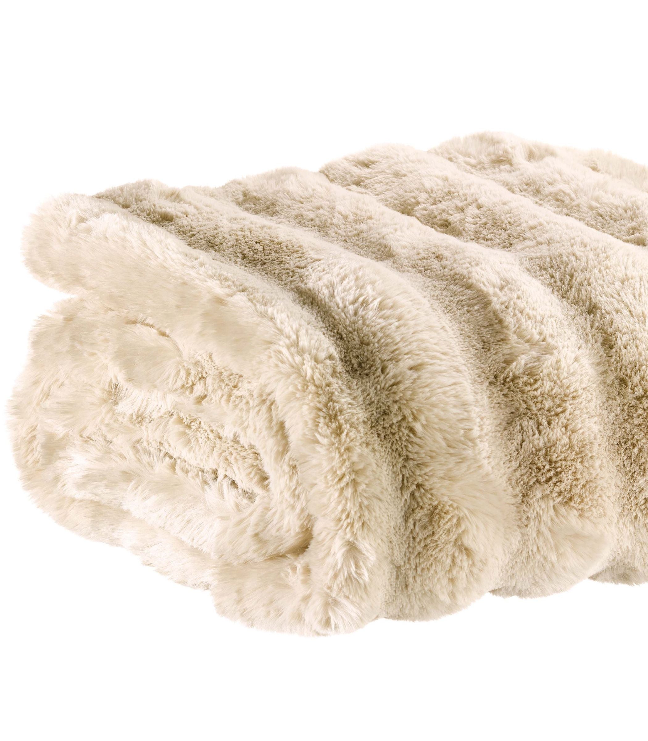 plaid fausse fourrure double face beige naturel zoom matiere