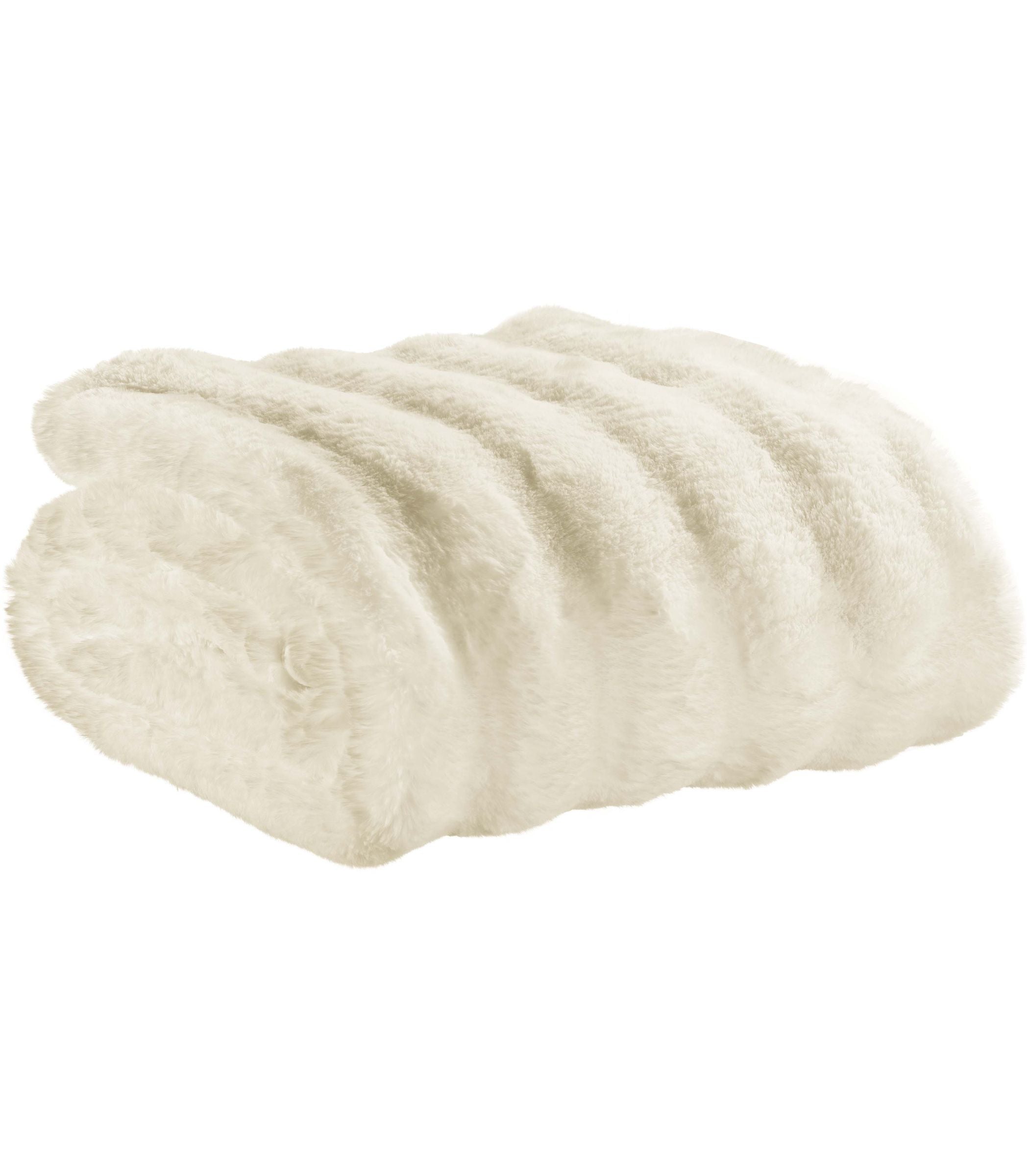 plaid fausse fourrure double face blanc plie