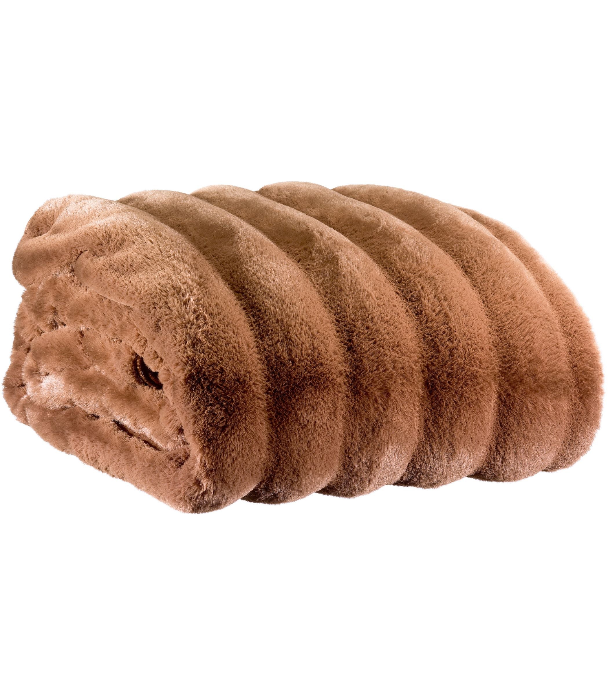 plaid fausse fourrure double face moka plie