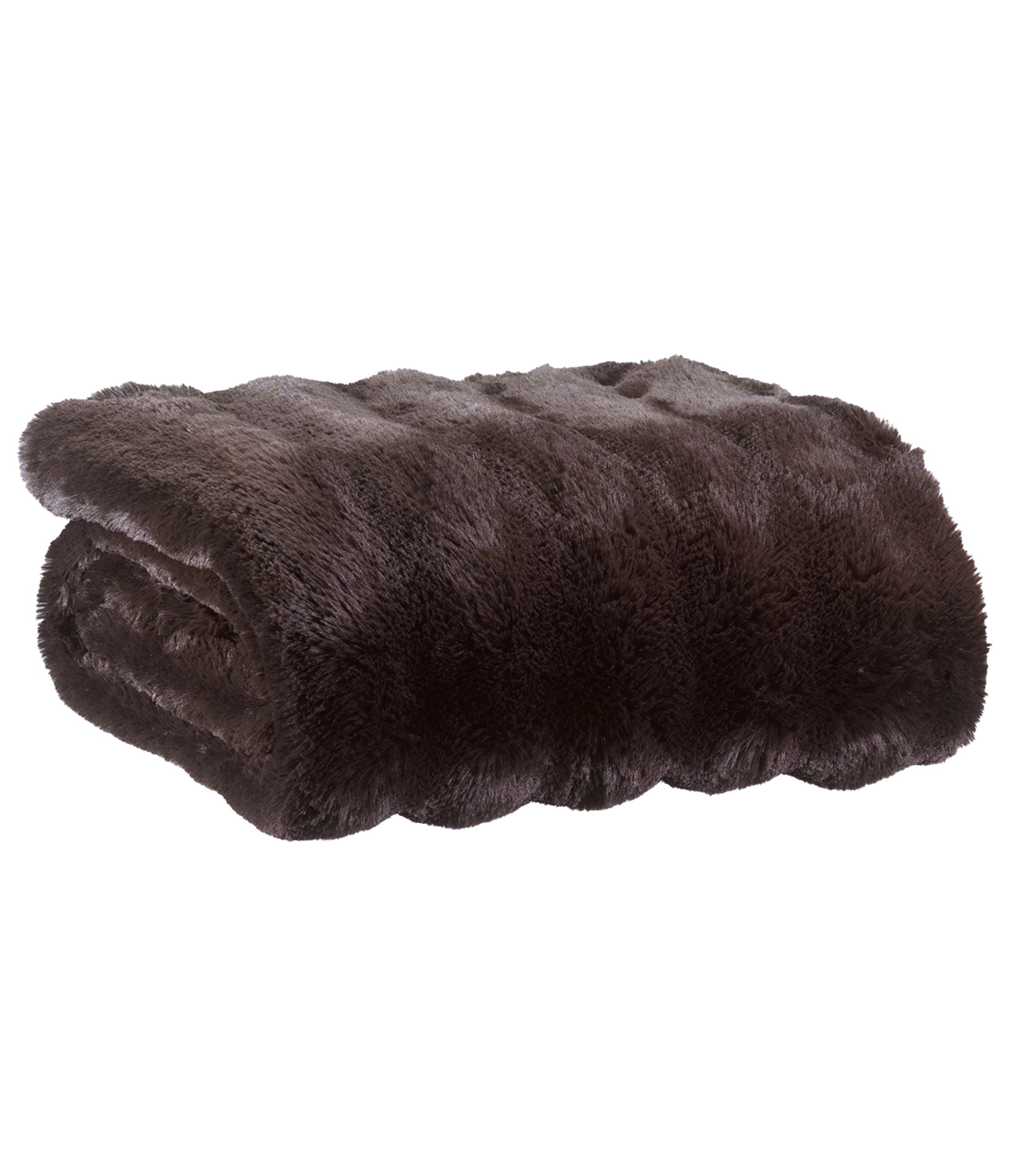 plaid fausse fourrure marron ebene plie