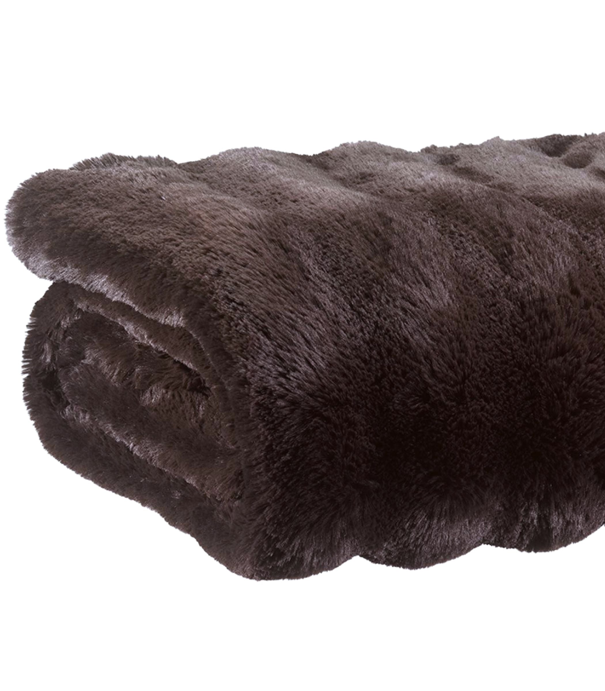 plaid fausse fourrure marron ebene plie zoom