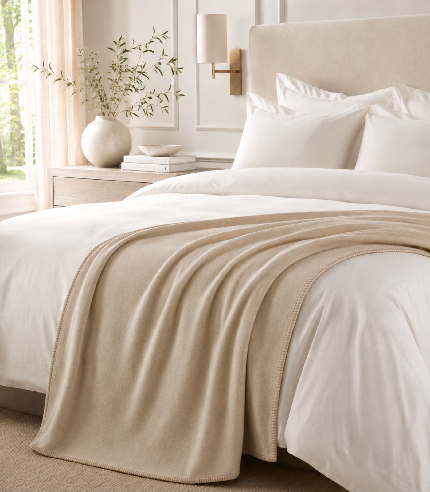Luxury Beige Fleece Throw 110 x 160 cm