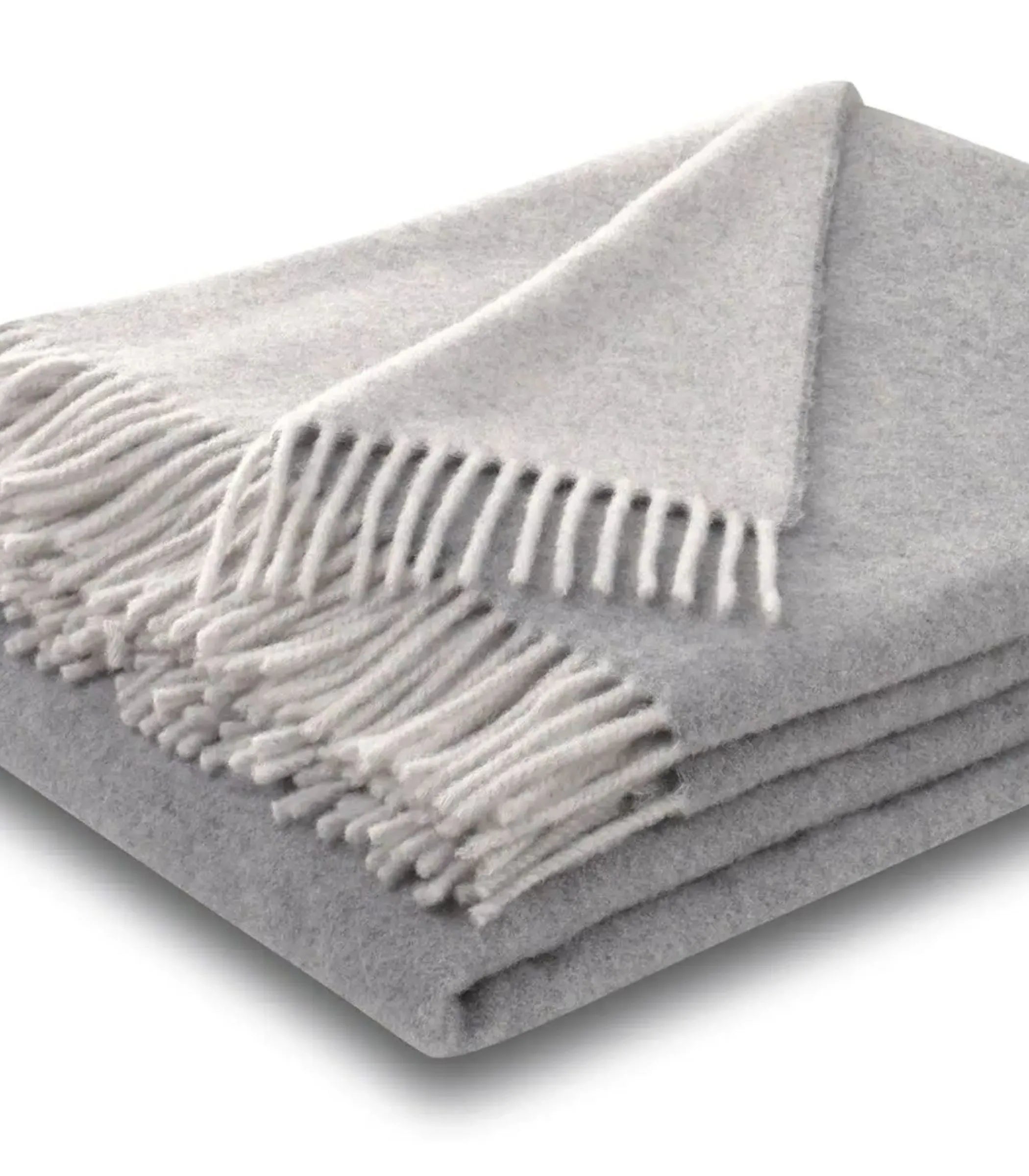 Plaid Cachemire Reversible Gris clair et Ecru 130 x 170 cm - Collection VENICE