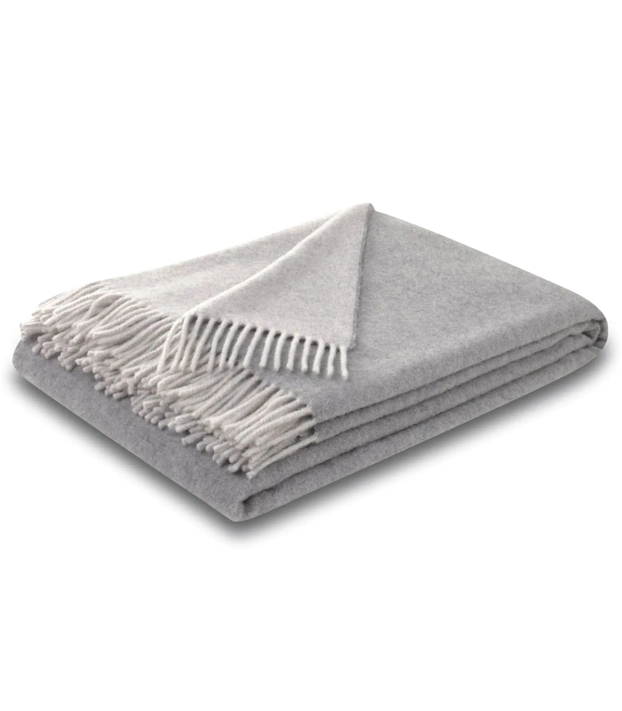 Plaid Cachemire Reversible Gris clair et Ecru 130 x 170 cm - Collection VENICE